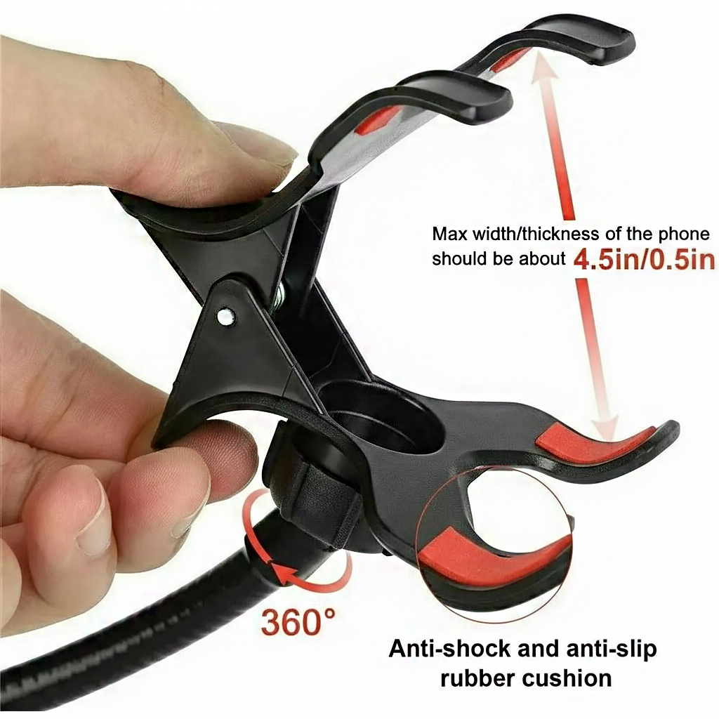 Flexible Gooseneck Mobile Phone Holder with Adjustable Arm and Clamp