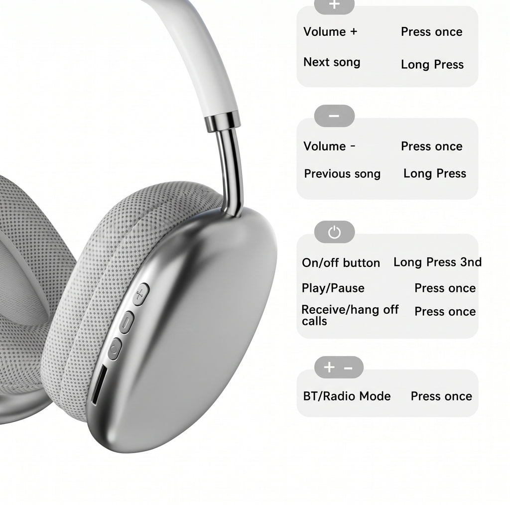 P9 Wireless Bluetooth Headphones with Deep Bass and Foldable Design
